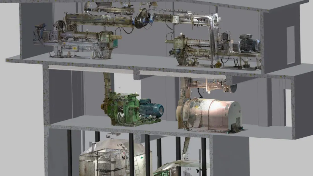 A pelleting line, upgraded by 3D-scan